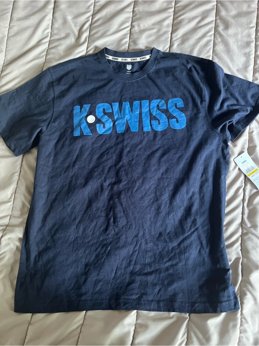 K-Swiss Navy Short Sleeve Tee with Blue Logo